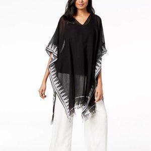 Organic Cotton Fringe-Trim Poncho